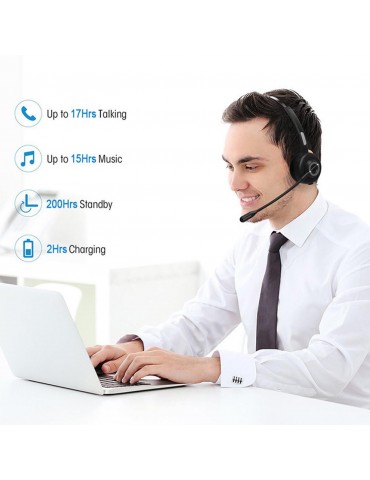 BH-M97 Bluetooth 5.0 Over-Ear Headset with Active Noise-Cancelling Microphone