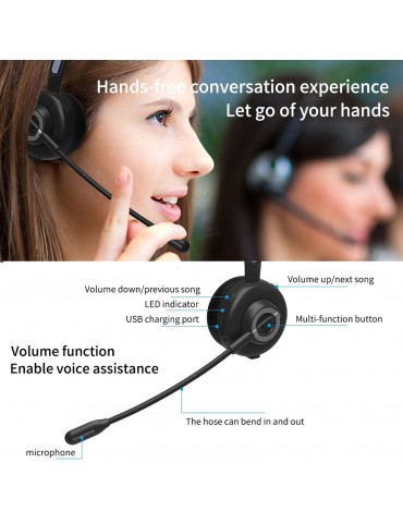 BH-M97 Bluetooth 5.0 Over-Ear Headset with Active Noise-Cancelling Microphone