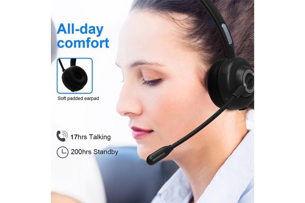 BH-M97 Bluetooth 5.0 Over-Ear Headset with Active Noise-Cancelling Microphone