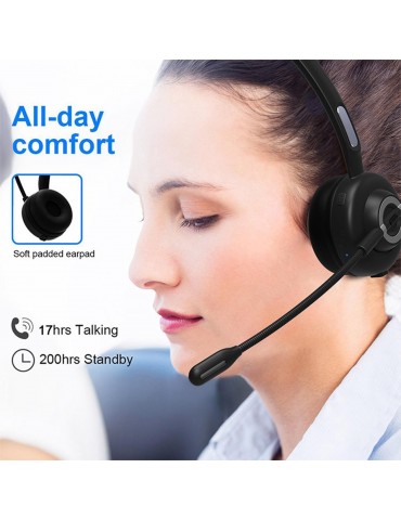 BH-M97 Bluetooth 5.0 Over-Ear Headset with Active Noise-Cancelling Microphone