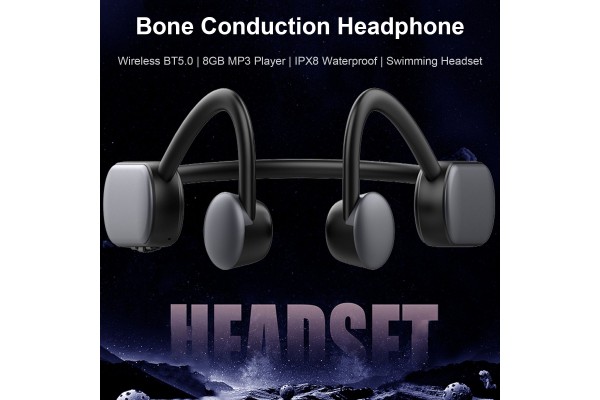 Q50 Bone Conduction Headphones — 8GB Storage, IPX8 Waterproof, Bluetooth 5.0