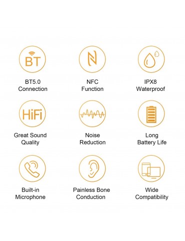 Q50 Bone Conduction Headphones — 8GB Storage, IPX8 Waterproof, Bluetooth 5.0