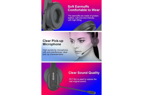 2.4GHz Wireless Over-Ear Headset with ENC Microphone & 40-Hour Battery