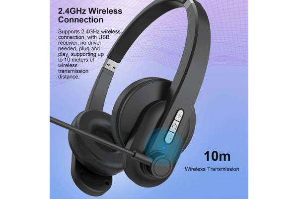 2.4GHz Wireless Over-Ear Headset with ENC Microphone & 40-Hour Battery