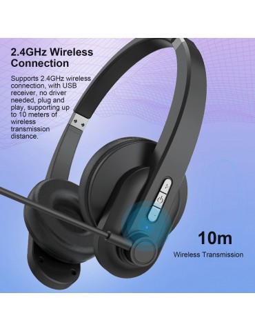 2.4GHz Wireless Over-Ear Headset with ENC Microphone & 40-Hour Battery