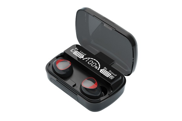 M10A True Wireless Bluetooth 5.1 Earbuds with LED Power Display & USB-Powered Charging Case