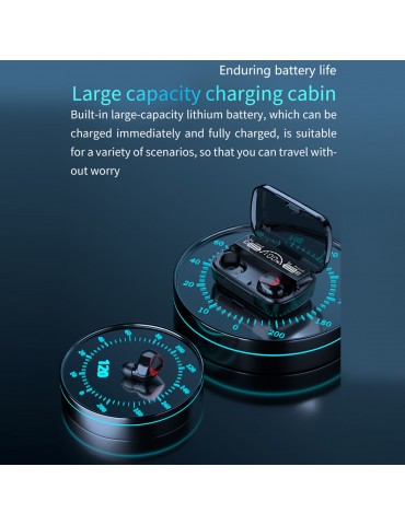 M10A True Wireless Bluetooth 5.1 Earbuds with LED Power Display & USB-Powered Charging Case