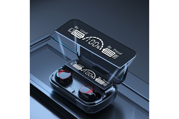 M10A True Wireless Bluetooth 5.1 Earbuds with LED Power Display & USB-Powered Charging Case