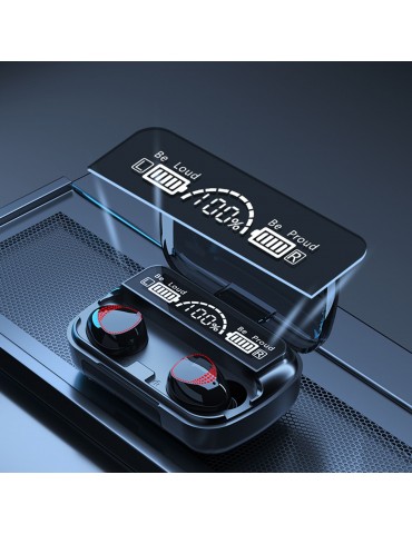 M10A True Wireless Bluetooth 5.1 Earbuds with LED Power Display & USB-Powered Charging Case
