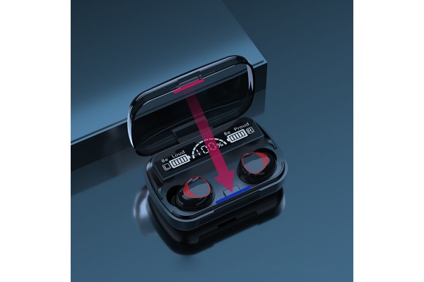 M10A True Wireless Bluetooth 5.1 Earbuds with LED Power Display & USB-Powered Charging Case