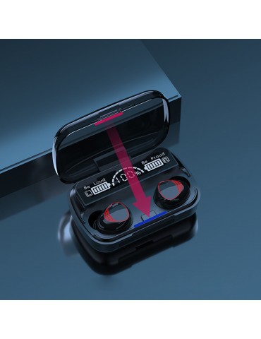 M10A True Wireless Bluetooth 5.1 Earbuds with LED Power Display & USB-Powered Charging Case