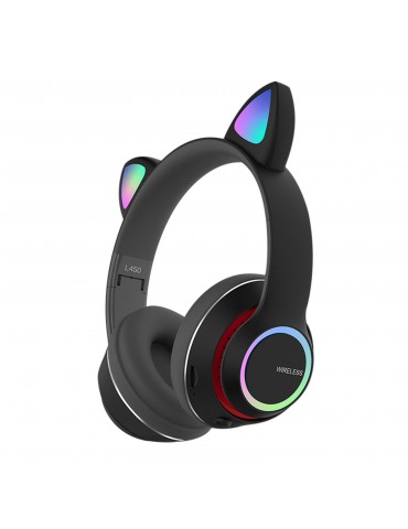 L450 Wireless Bluetooth Cat-Ear Headphones with RGB Breathing LED Lights