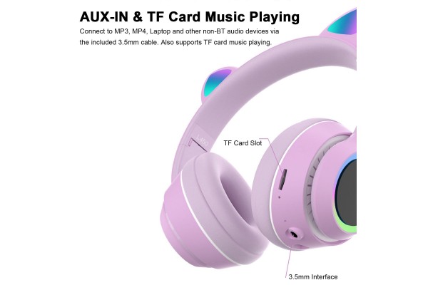L450 Wireless Bluetooth Cat-Ear Headphones with RGB Breathing LED Lights