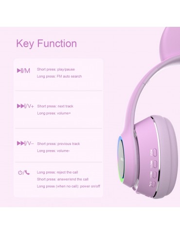 L450 Wireless Bluetooth Cat-Ear Headphones with RGB Breathing LED Lights