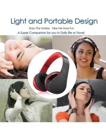 Foldable Bluetooth 3.0 Headphones with 3.5mm Jack & CVC 6.0 Noise Cancellation