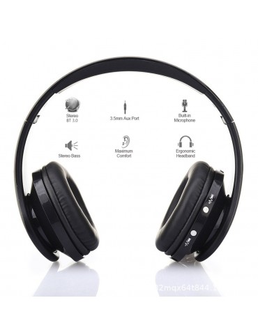 Foldable Bluetooth 3.0 Headphones with 3.5mm Jack & CVC 6.0 Noise Cancellation