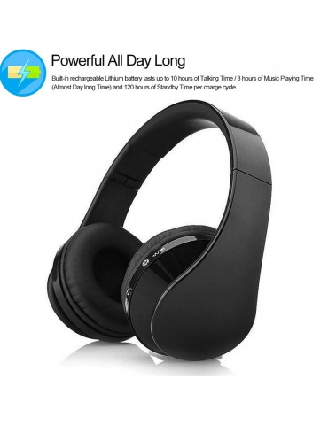 Foldable Bluetooth 3.0 Headphones with 3.5mm Jack & CVC 6.0 Noise Cancellation