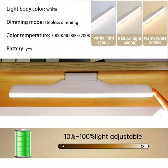 USB-Rechargeable Magnetic LED Reading Lamp — 360° Rotatable, Eye-Care Desk Lamp