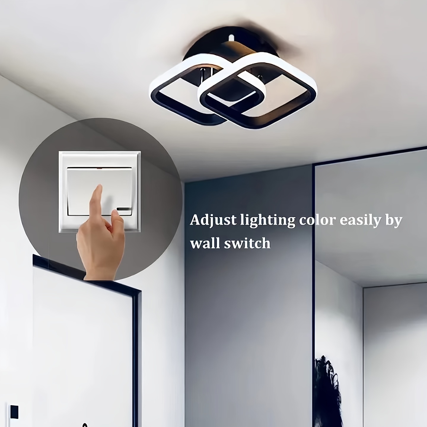 Square LED Pendant Light — Hardwired, White