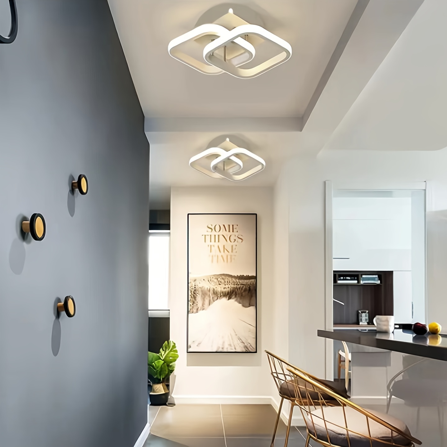 Square LED Pendant Light — Hardwired, White