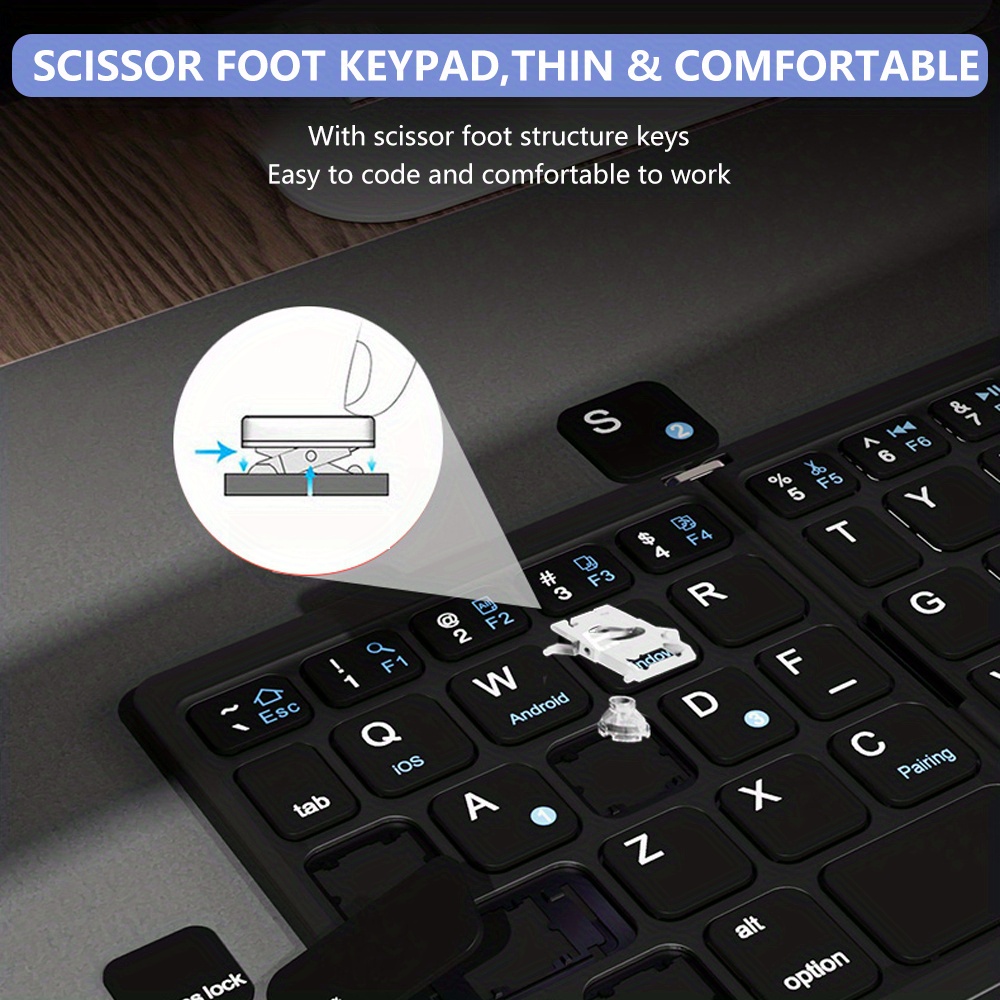 Foldable Wireless Keyboard with Touchpad — Bluetooth & Rechargeable