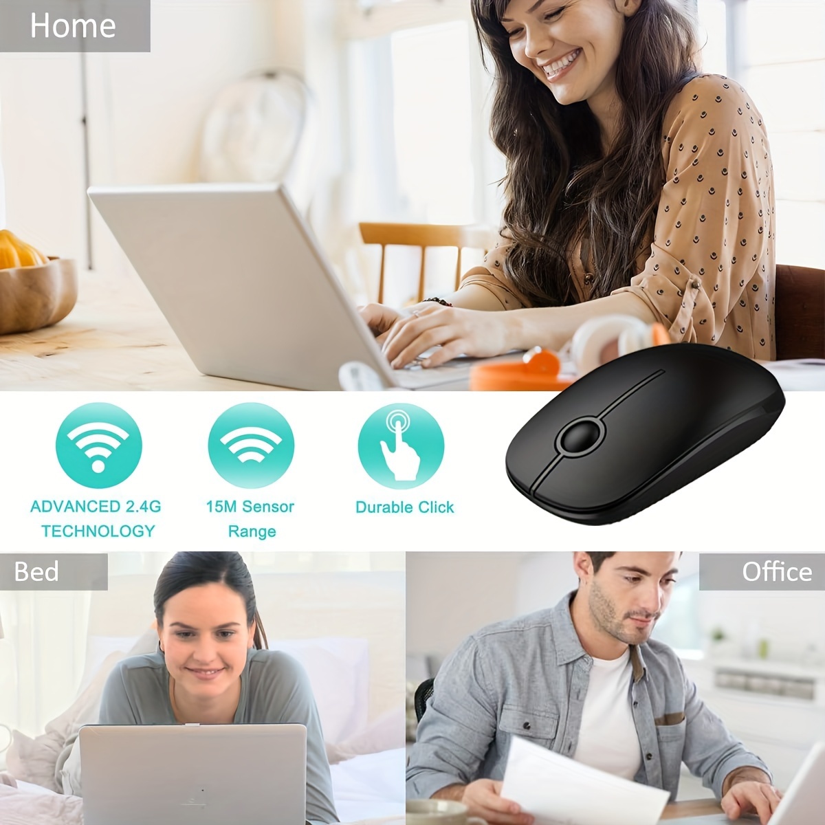 Wireless Portable Mouse — Ultra-Thin Silent 2.4G, Compatible with Laptops & Mac
