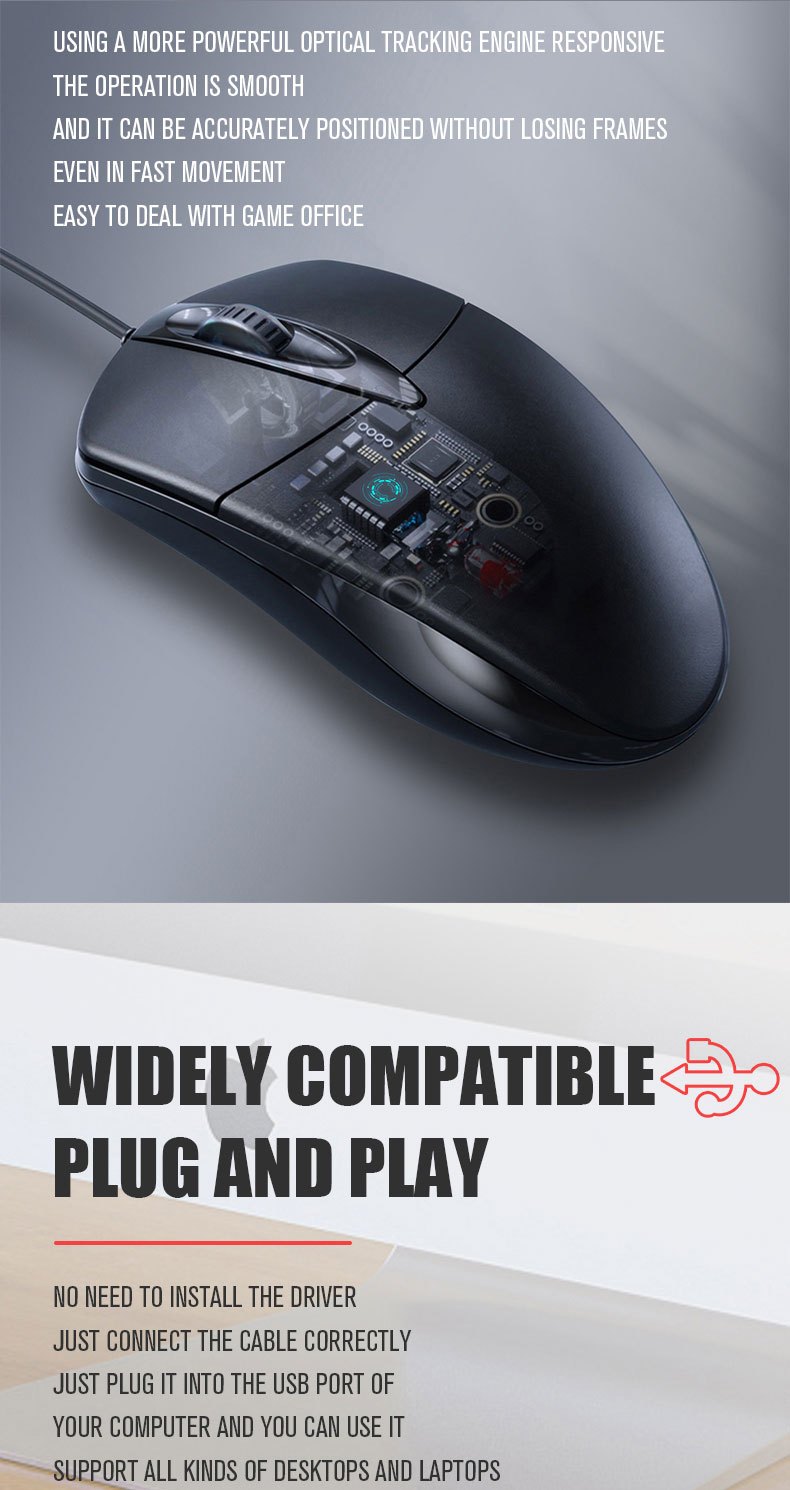Ultra-Thin Ergonomic Gaming Mouse – 1200 DPI, Wired, 95g