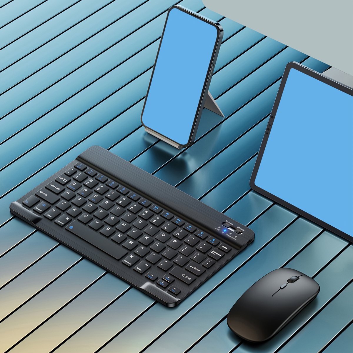 10-Inch Ultra-Thin Rechargeable Wireless Keyboard — Compatible with iOS, Android & Windows