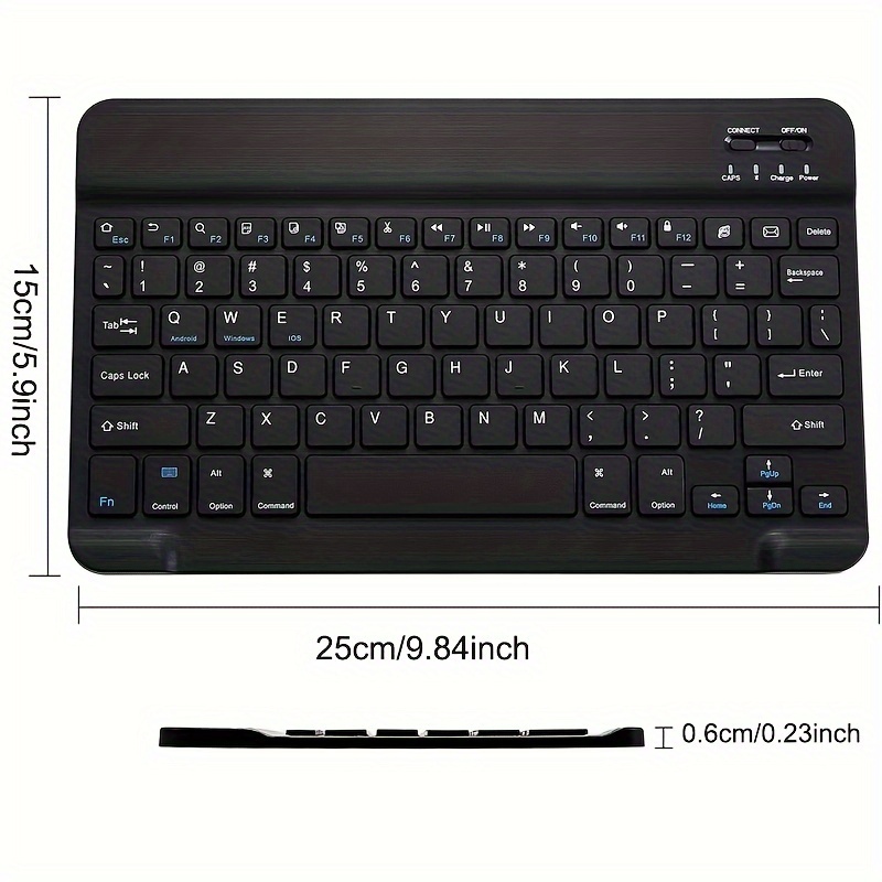 10-Inch Ultra-Thin Rechargeable Wireless Keyboard — Compatible with iOS, Android & Windows