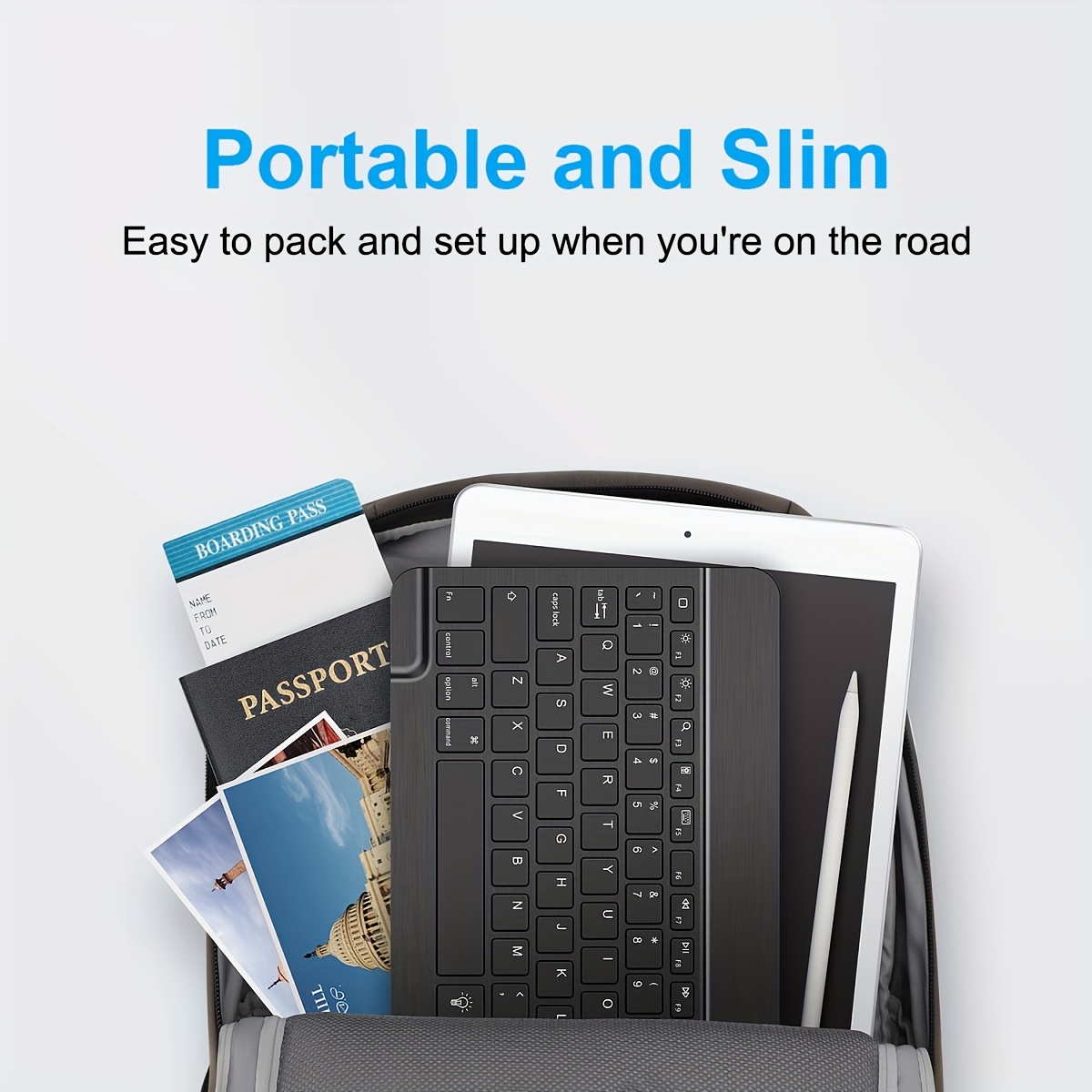 10-Inch Ultra-Thin Rechargeable Wireless Keyboard — Compatible with iOS, Android & Windows