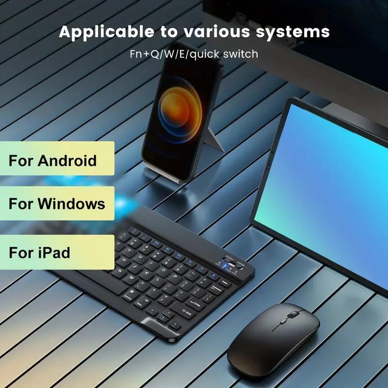 Rechargeable Wireless Keyboard and Mouse Set — Silent Design, USB-C Charging