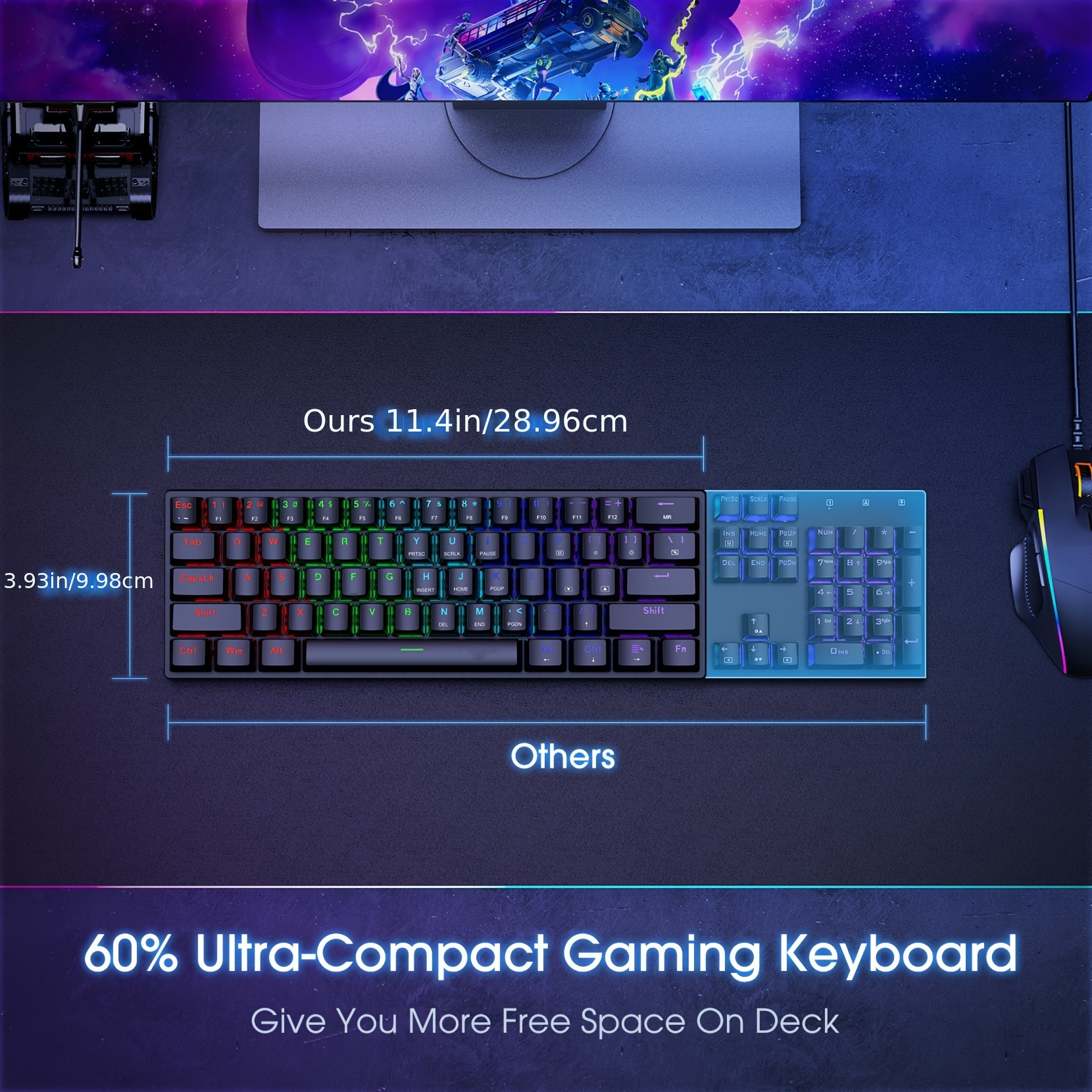 60% Mechanical Gaming Keyboard — Blue Switches, RGB Backlight, Wired