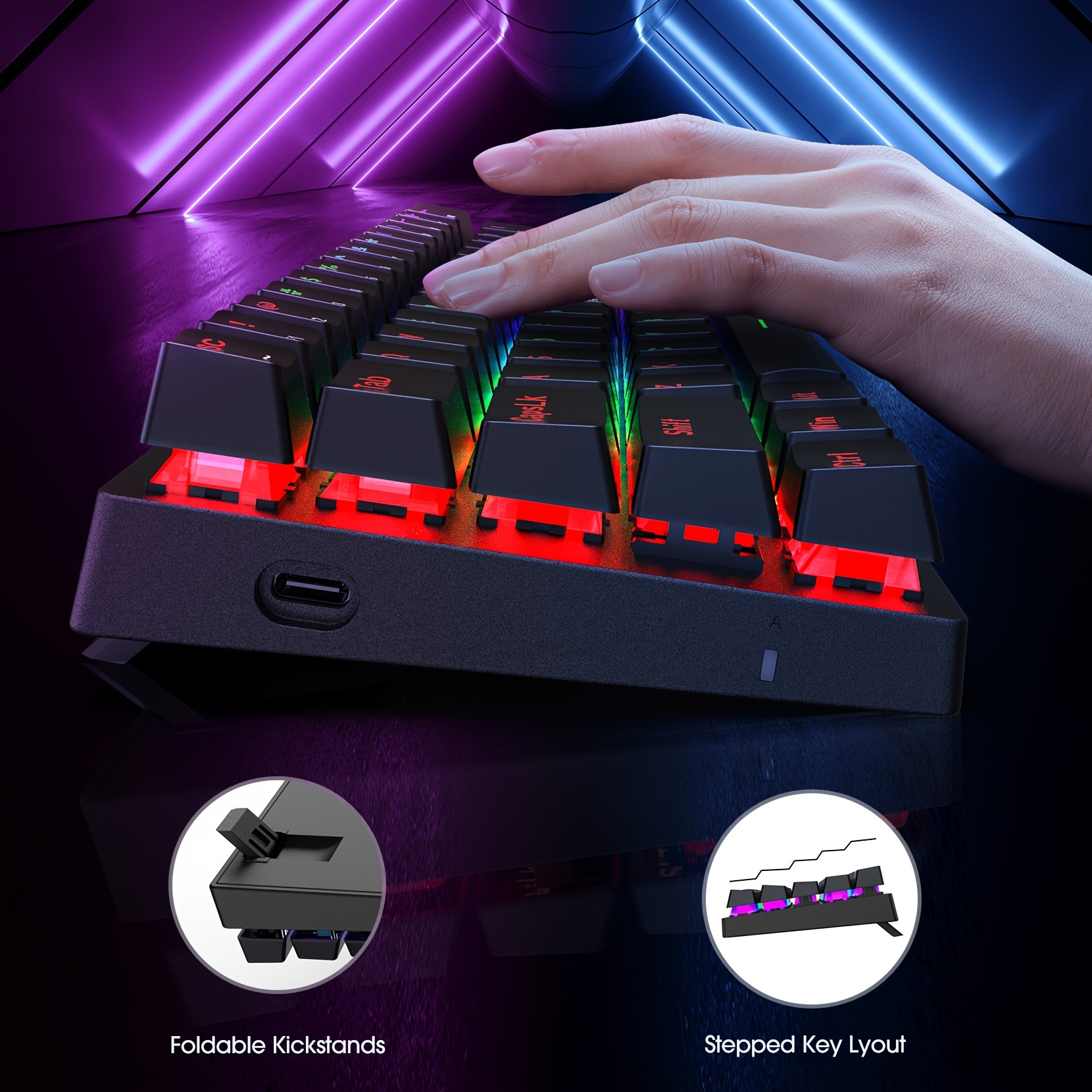 60% Mechanical Gaming Keyboard — Blue Switches, RGB Backlight, Wired
