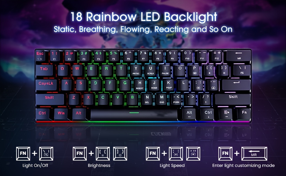 60% Mechanical Gaming Keyboard — Blue Switches, RGB Backlight, Wired