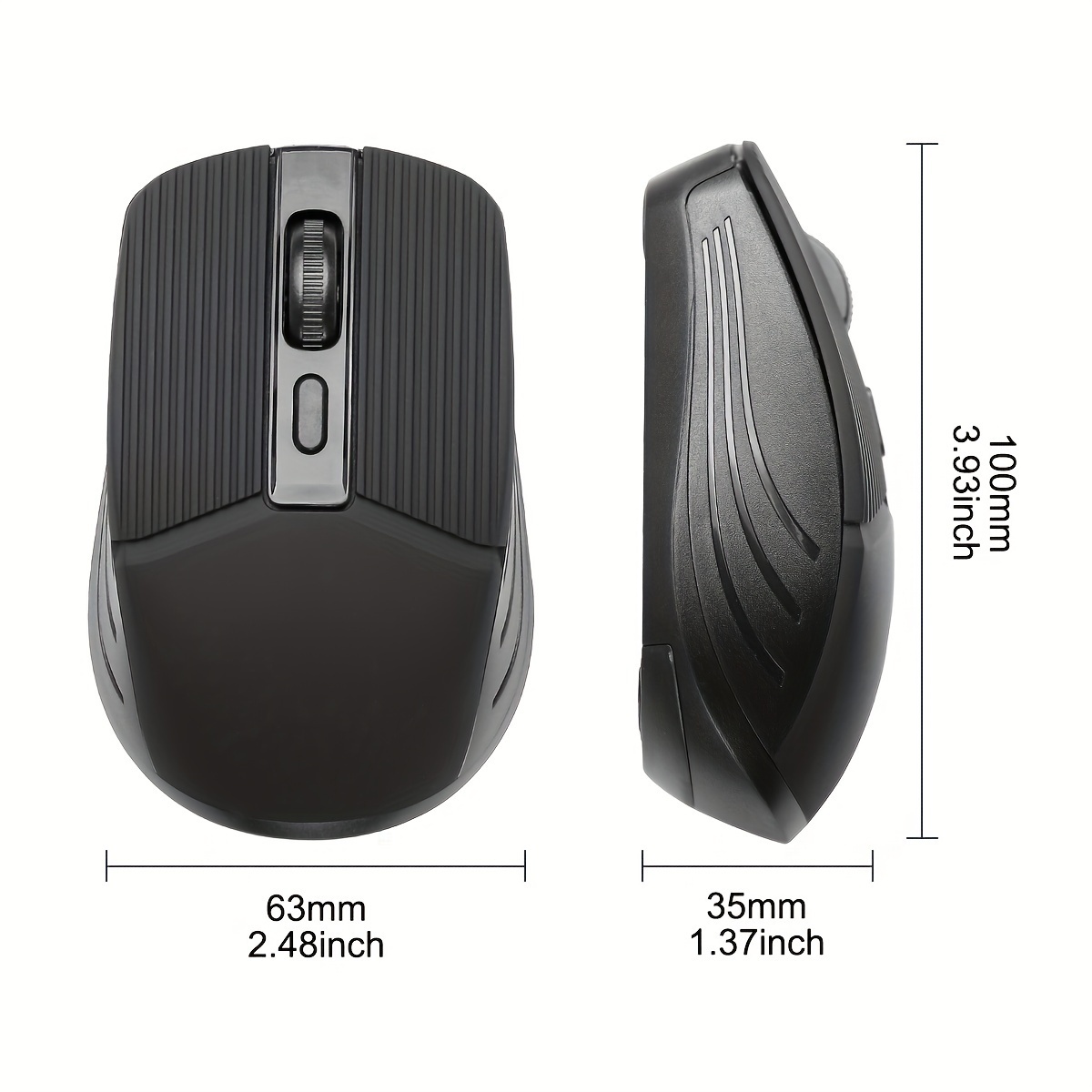 Wireless Optical Mouse – 4-Button, 1200/1600/3200 DPI