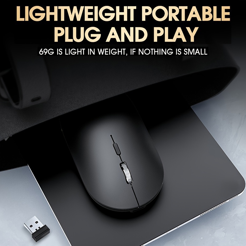 Wireless Ergonomic Silent Mouse – 2.4 GHz, Metal Body