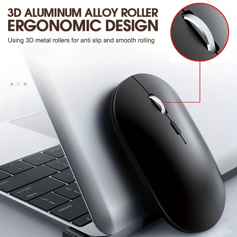 Wireless Ergonomic Silent Mouse – 2.4 GHz, Metal Body