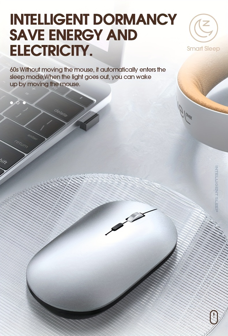 Wireless Ergonomic Silent Mouse – 2.4 GHz, Metal Body