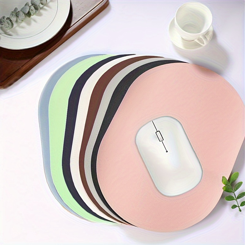 Compact Oval PU Leather Mouse Pad — Non-Slip, Universal Design