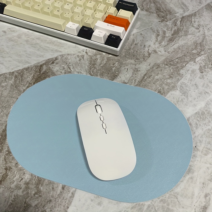 Oval compact mouse pad — single-sided solid-color non-slip pad with PU leather finish, ideal for laptops, office, and gaming — detail view 5
