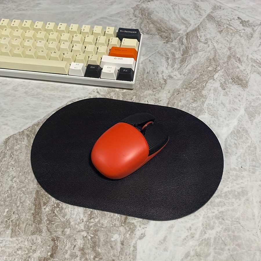 Compact Oval PU Leather Mouse Pad — Non-Slip, Universal Design