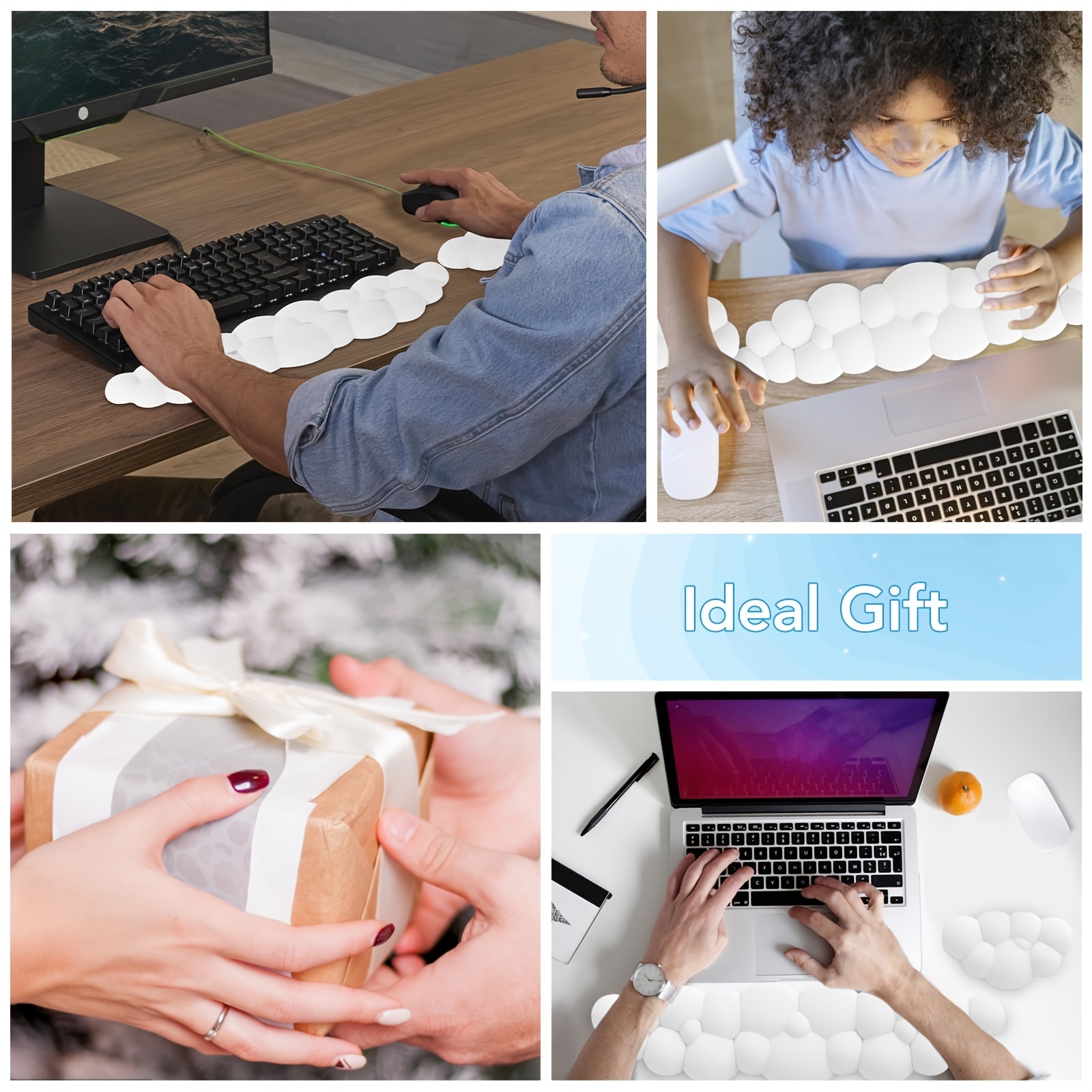 Cloud-Shaped Memory Foam Keyboard Wrist Rest and Mouse Pad Set