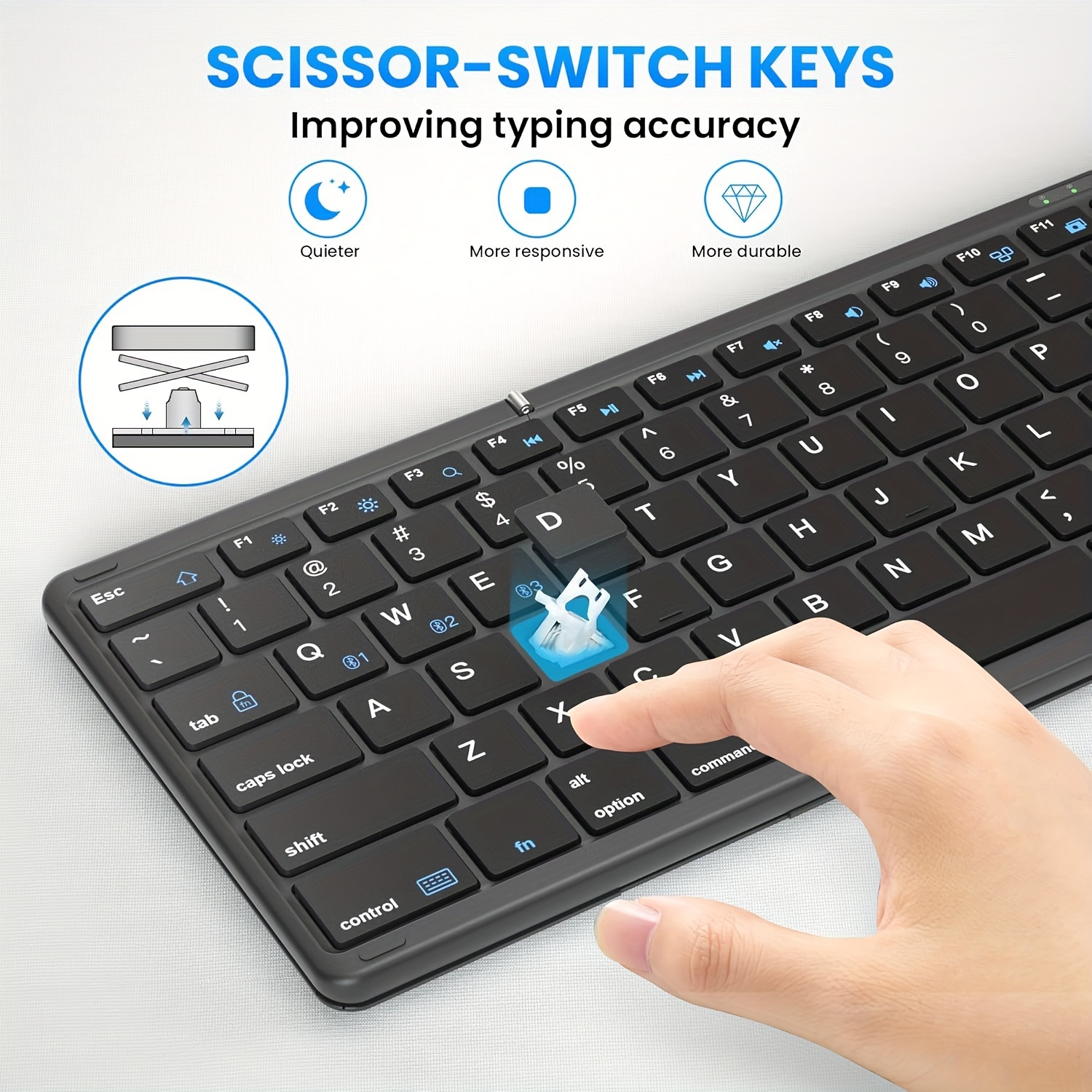 Tri-Fold Bluetooth Keyboard with Numeric Keypad