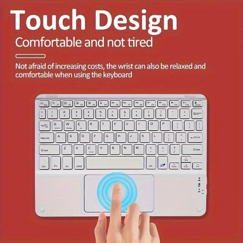 10-Inch Square Wireless Rechargeable Keyboard with Touchpad