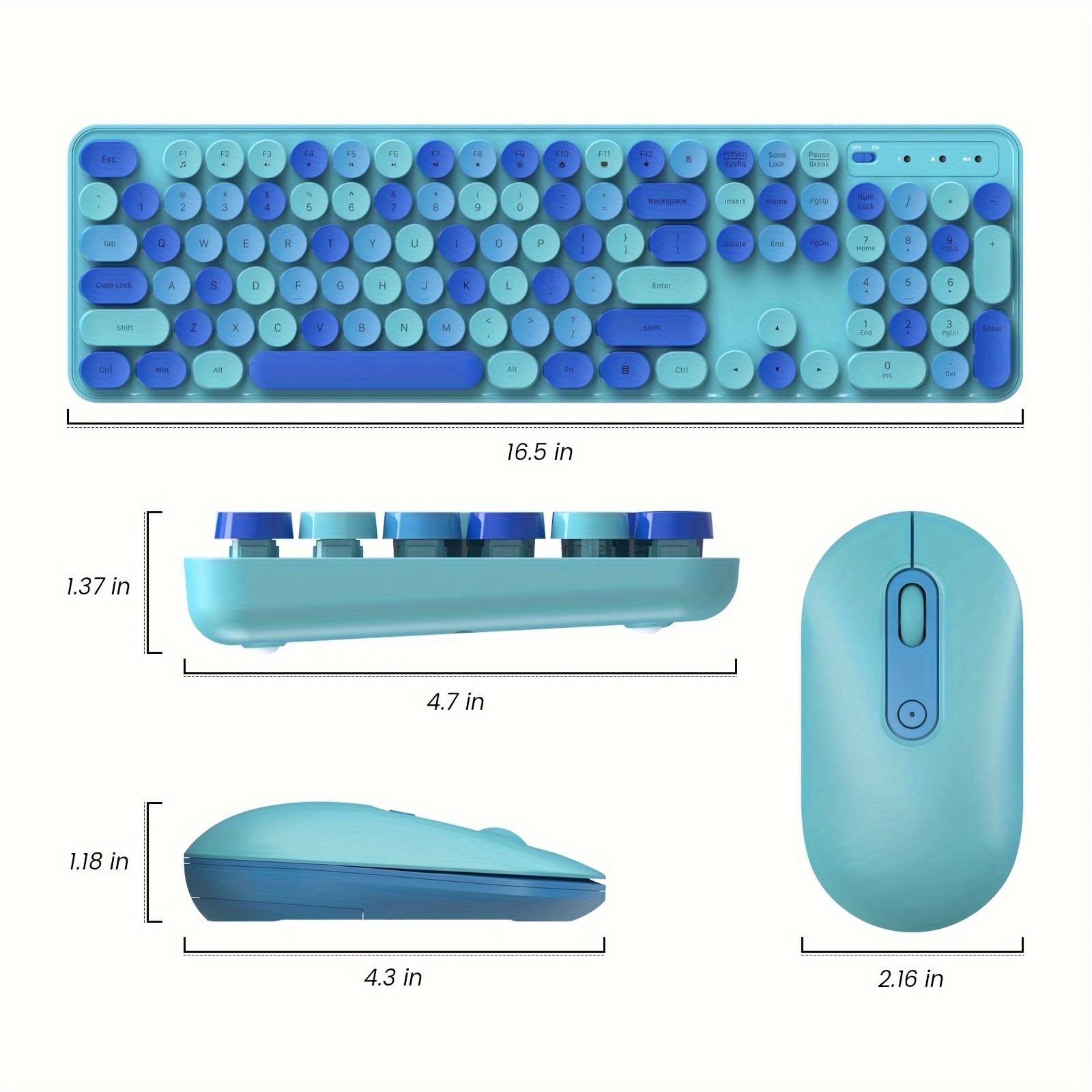 Wireless Keyboard and Mouse Set — Typewriter-Style Silent Keyboard