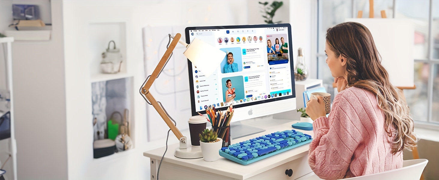 Wireless Keyboard and Mouse Set — Typewriter-Style Silent Keyboard