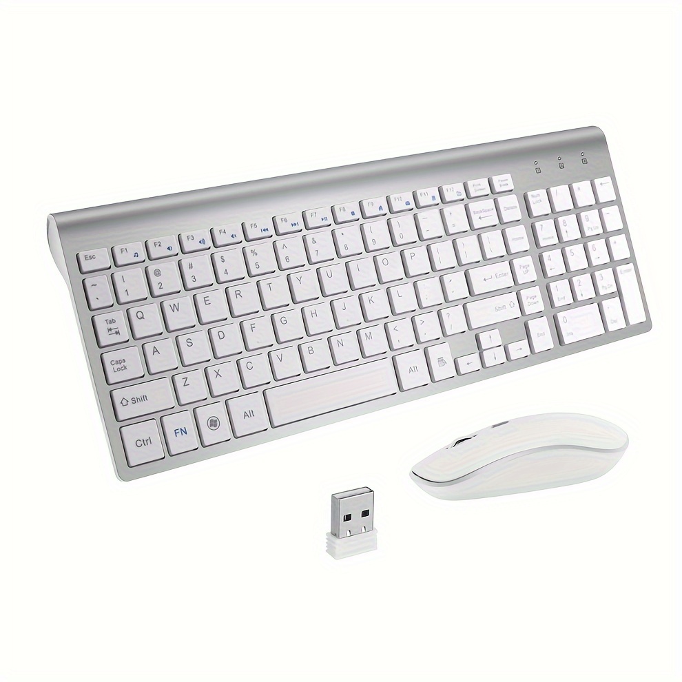 Wireless Keyboard and Mouse Set — 2.4G RF, Silent, Full-Size