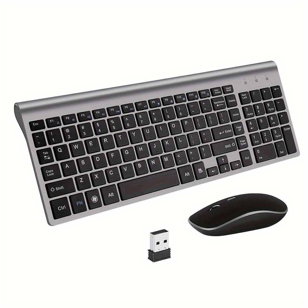 Wireless Keyboard and Mouse Set — 2.4G RF, Silent, Full-Size