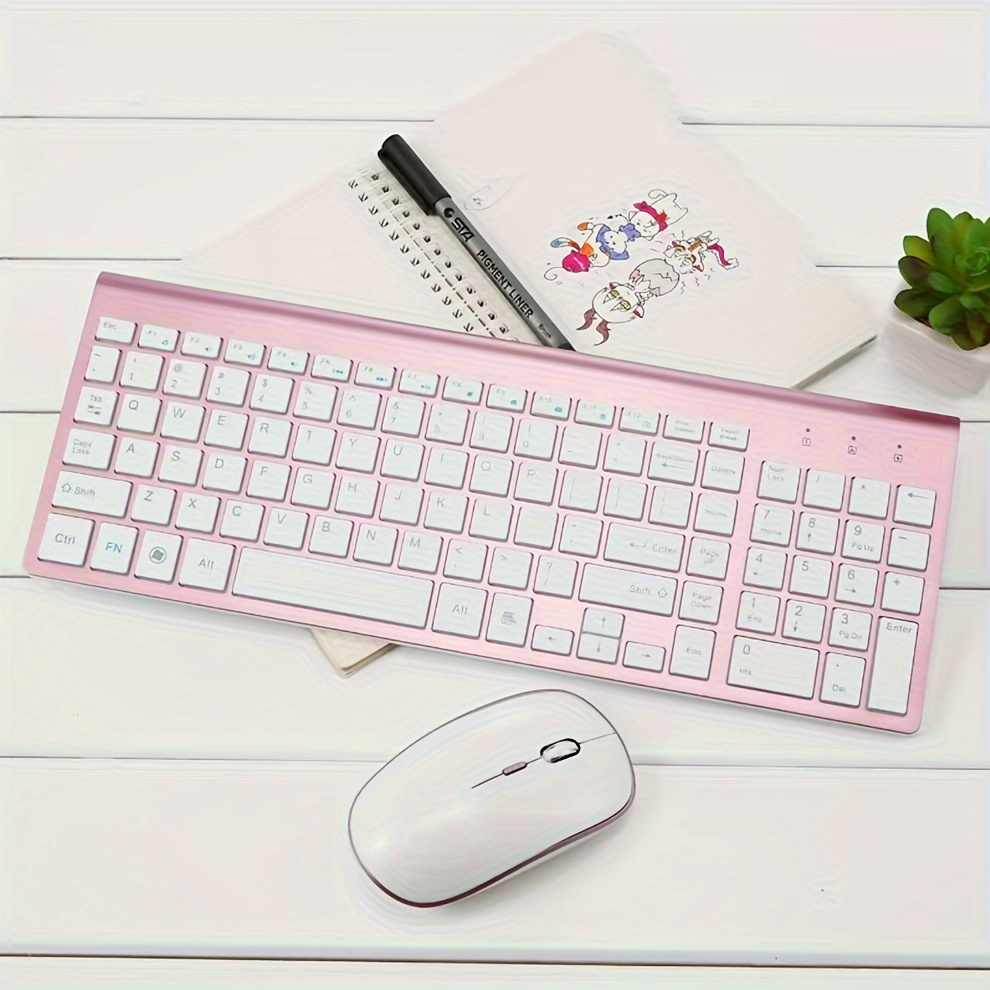 Wireless Keyboard and Mouse Set — 2.4G RF, Silent, Full-Size