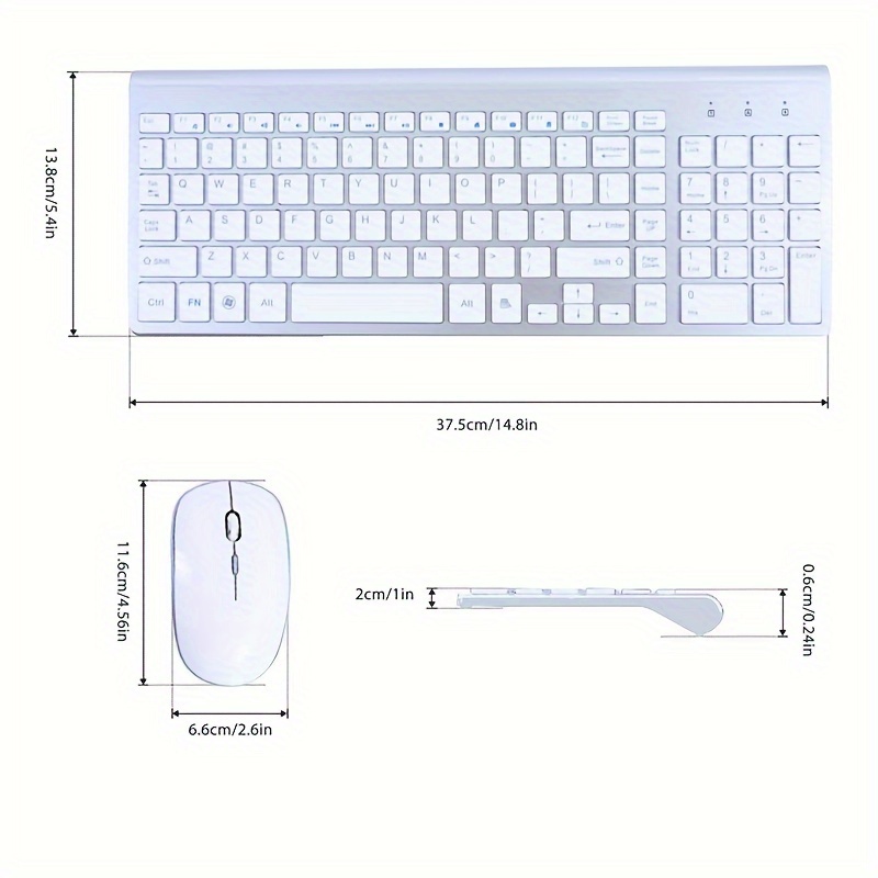 Wireless Keyboard and Mouse Set — 2.4G RF, Silent, Full-Size